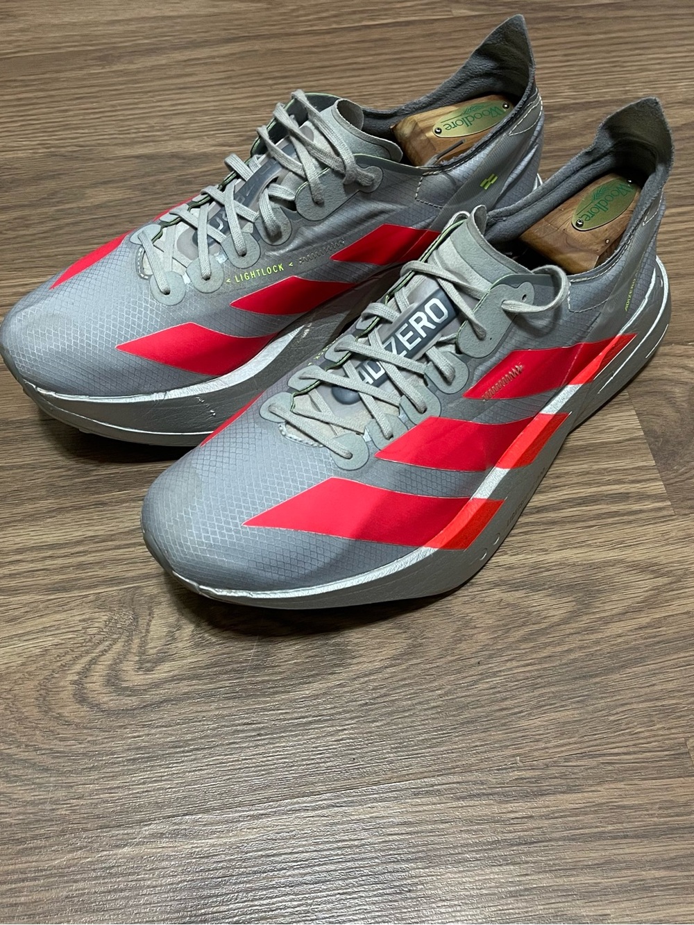 ADIDAS Adizero sneakers size 10.5 grey Lightstrike Pro Silver Metallic Red
